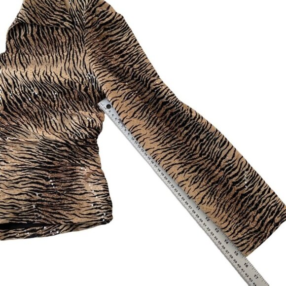 Joseph Ribkoff fitted blazer zip up animal prints sequins embellished medium - Picture 14 of 14